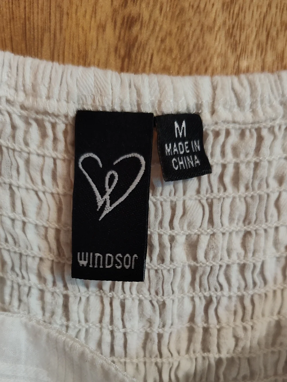 Windsor Puff Sleeve Babydoll Dress White Cotton Smocked Back Lined Size M